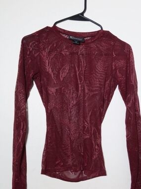 Midnight Hour Oxblood Bat Mesh Top